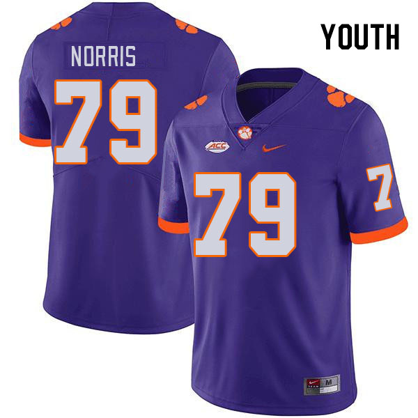 Youth #79 Jake Norris Clemson Tigers College Football Jerseys Stitched-Purple